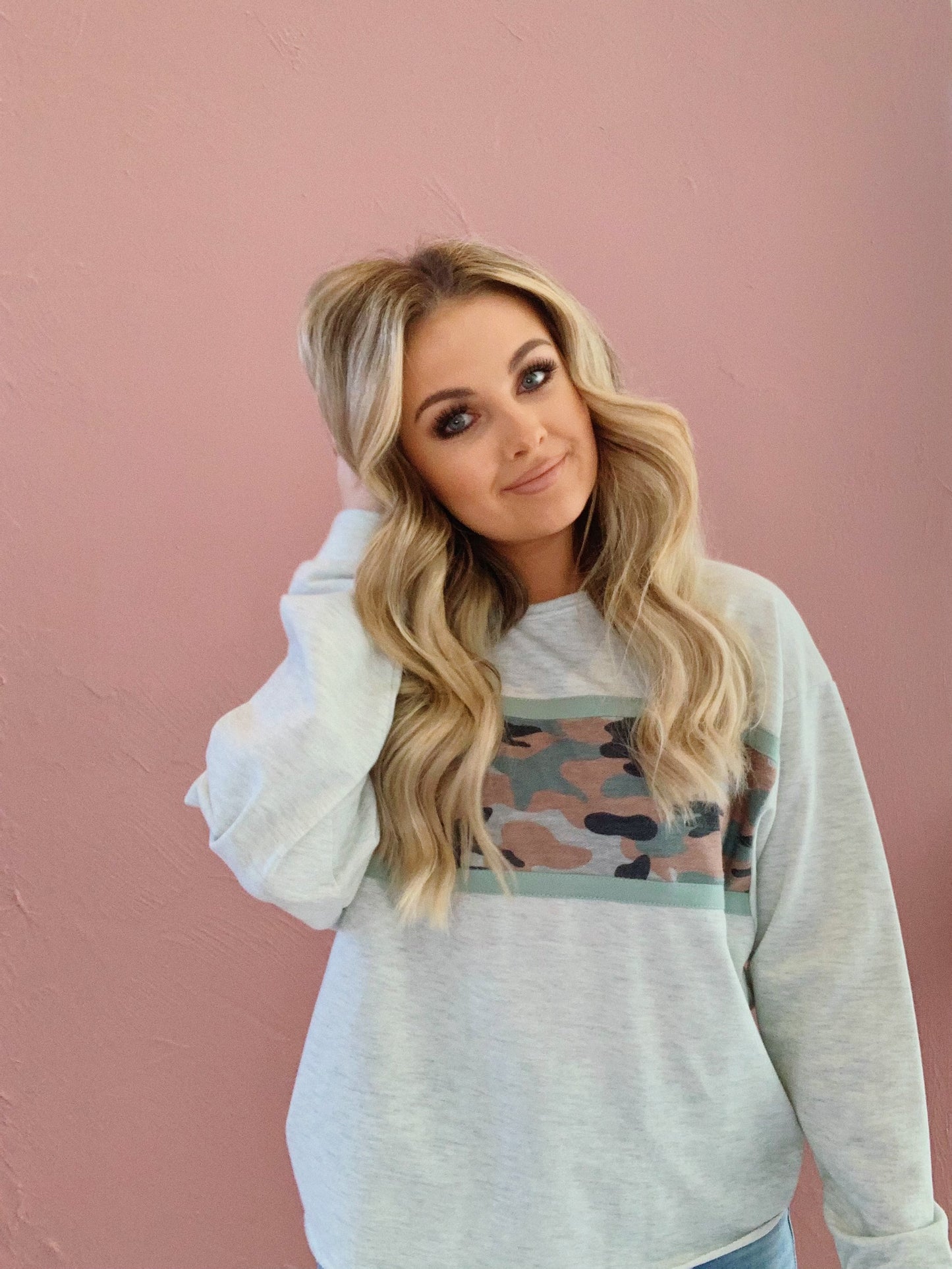 CAMO STRIPE SWEATSHIRT