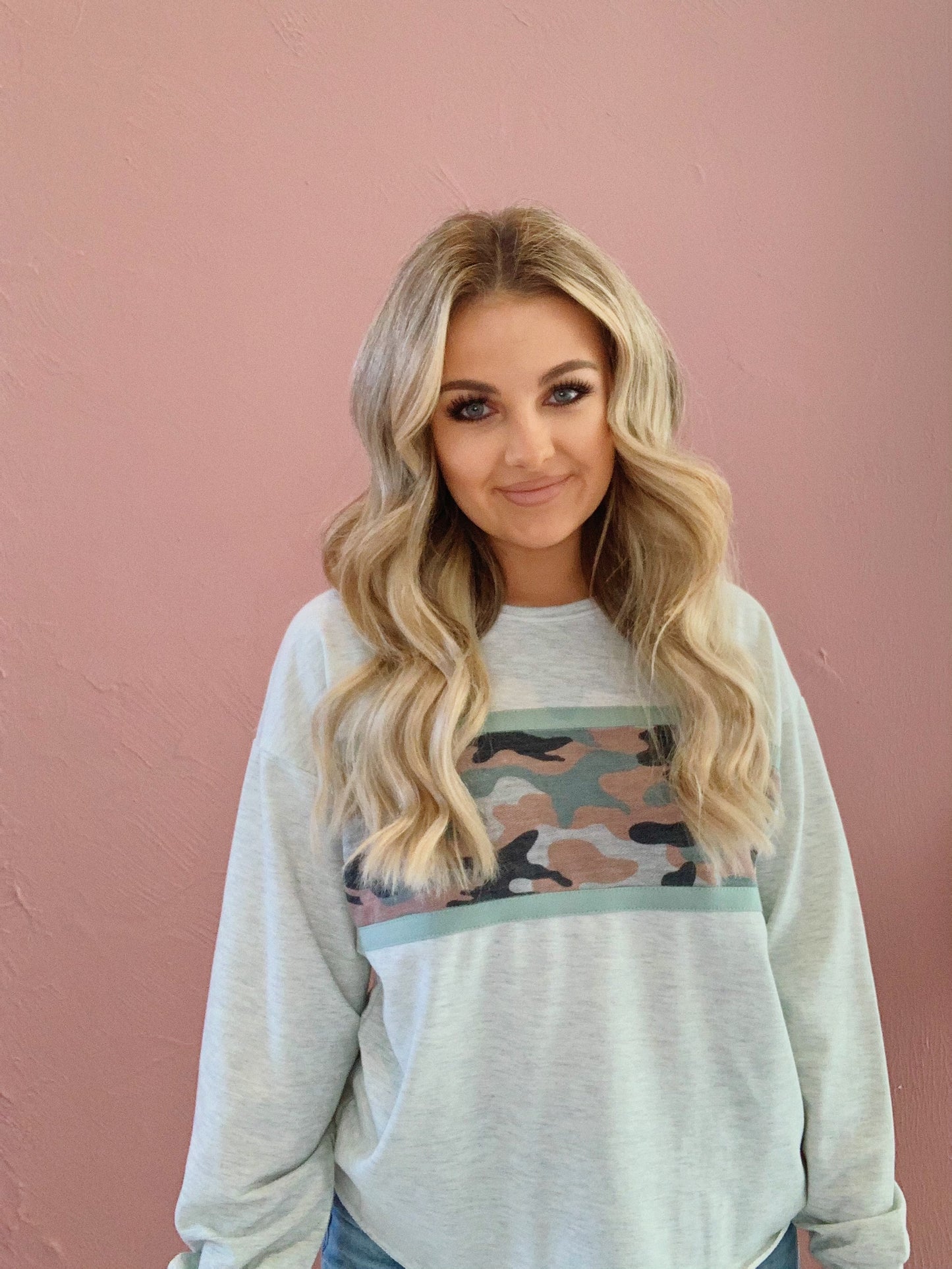 CAMO STRIPE SWEATSHIRT