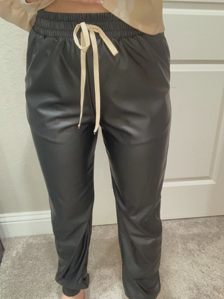 LEATHER JOGGERS