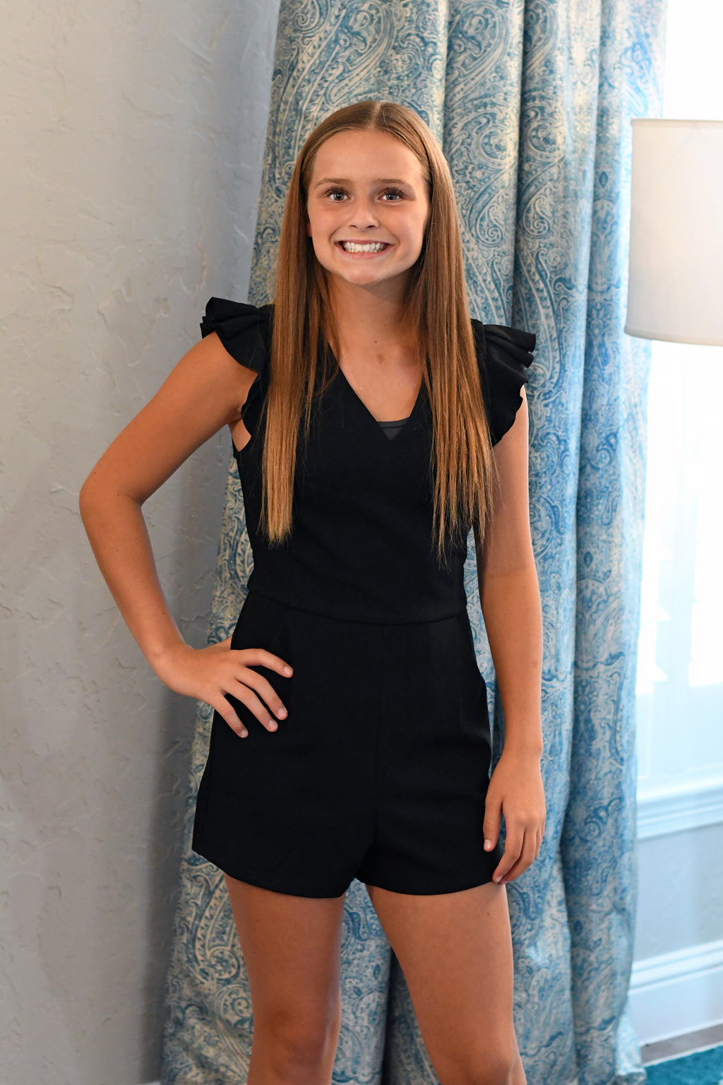 RUFFLED SLEEVE ROMPER