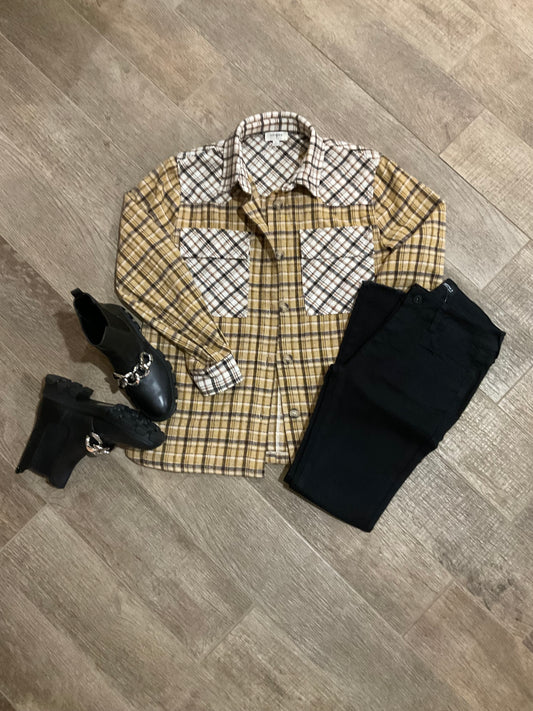 GOLDEN PLAID SHACKET